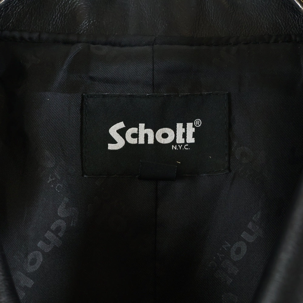 SCHOTT(ショット) SHEEP LEATHER 1st TRACKER JACKET シープレザー トラッカージャケット ブラック 782-3950128
