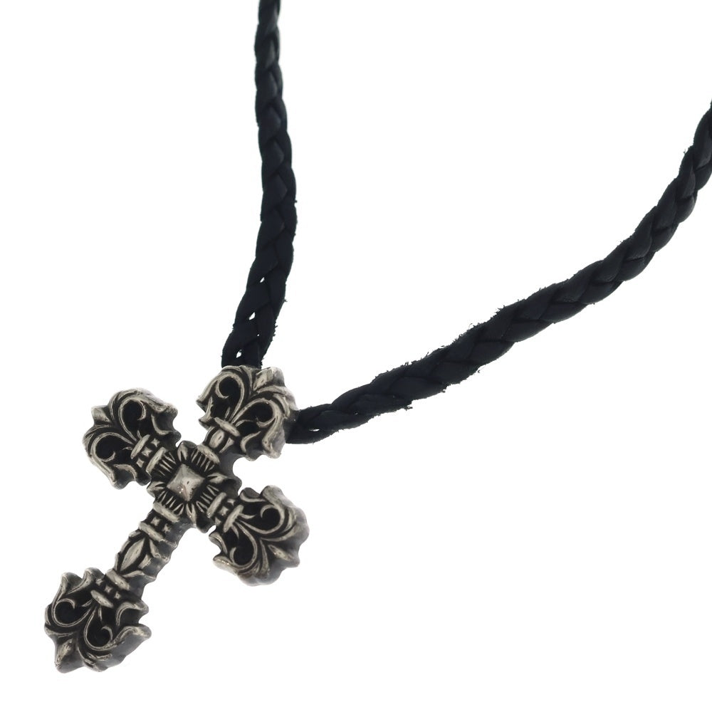 CHROME HEARTS(クロムハーツ) FILIG CROSS-XSM LB フィリグリー クロス レザーブレイド ネックレス シルバー