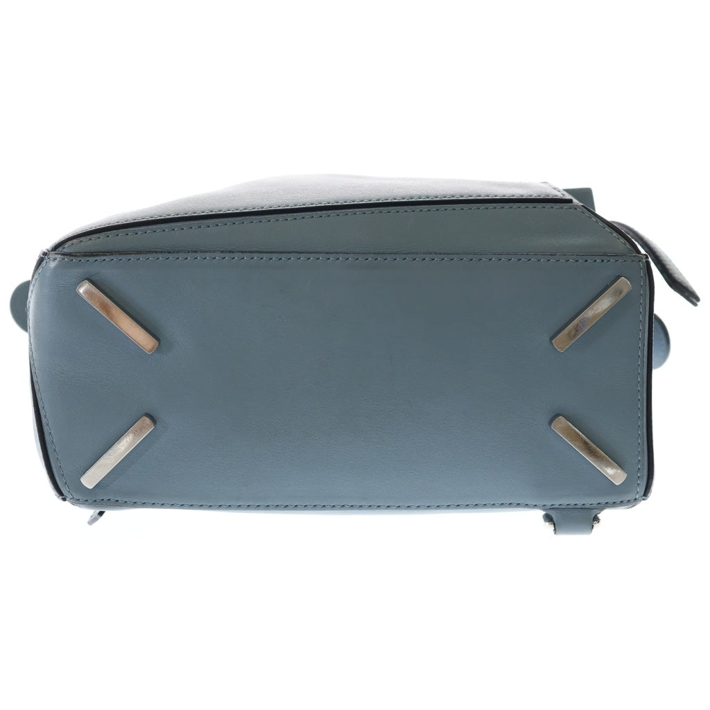 LOEWE(ロエベ) パズルバッグ ミニ 2WAYショルダーバッグ レザー ブルー シルバー金具 レディース