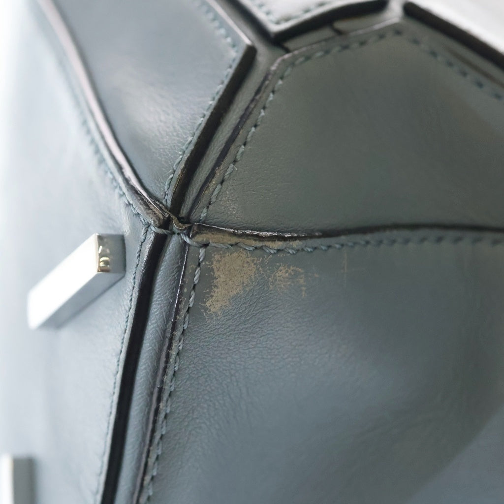 LOEWE(ロエベ) パズルバッグ ミニ 2WAYショルダーバッグ レザー ブルー シルバー金具 レディース