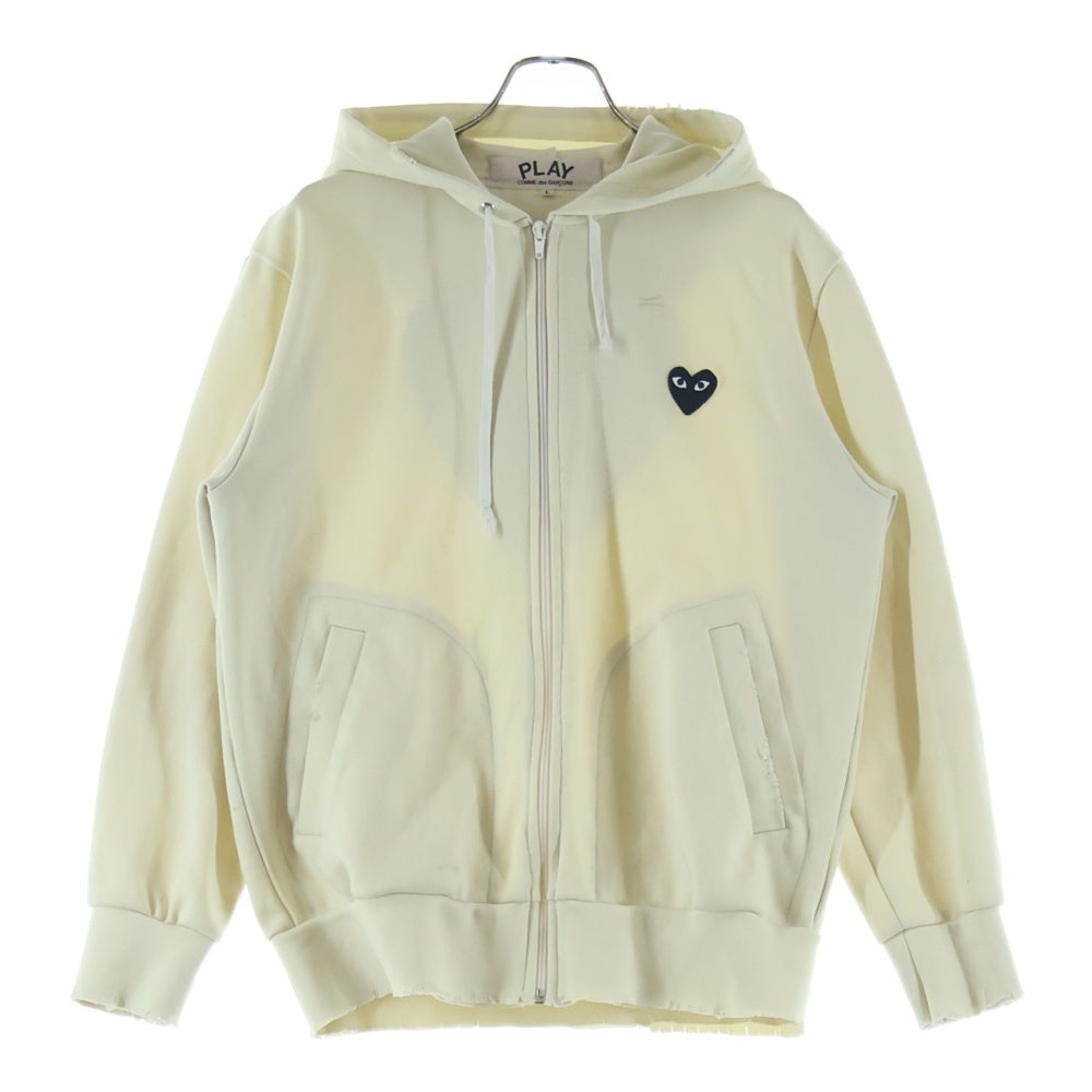 PLAY COMME des GARCONS(プレイコムデギャルソン) バックプリント ジップアップ スウェットプルオーバーパーカー ホワイト
