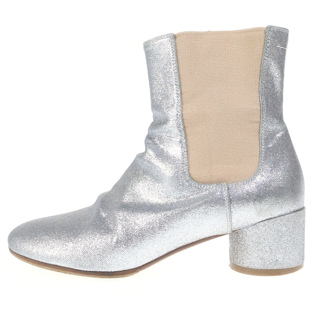MM6 Maison Margiela(エムエムシックスメゾンマルジェラ) 20AW ラメグリッター サイドゴア ショートブーツ シルバー