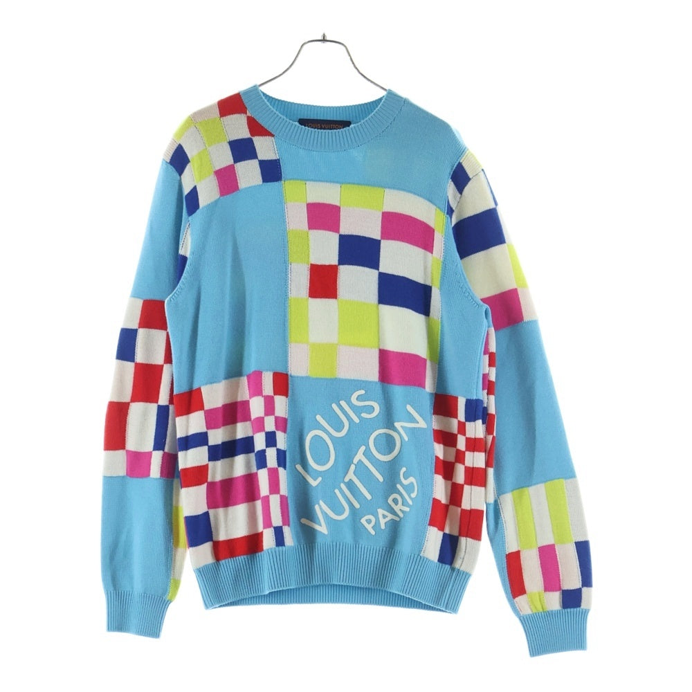 LOUIS VUITTON(ルイヴィトン) 21SS ディストーテッドジャイアントダミエクルーネックニットトレーナー マルチ RM211 ZTB HKN75W