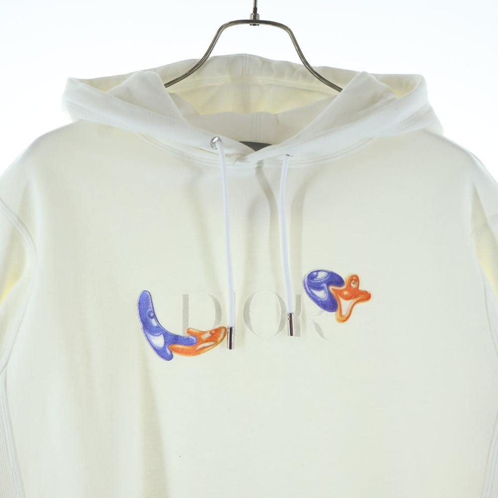 DIOR(ディオール) 21AW ×KENNY SCHARF ケニーシャーフ グラフィック ロゴ刺繍 プルオーバースウェットパーカー フーディー ホワイト 193J688B0531