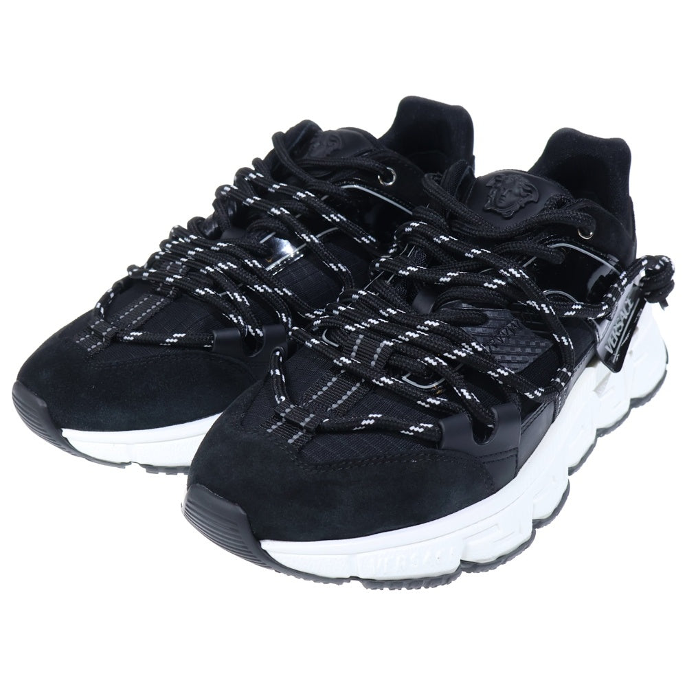 VERSACE(ヴェルサーチ) TRIGRECA トライグレカ スウェード ローカットスニーカー ブラック