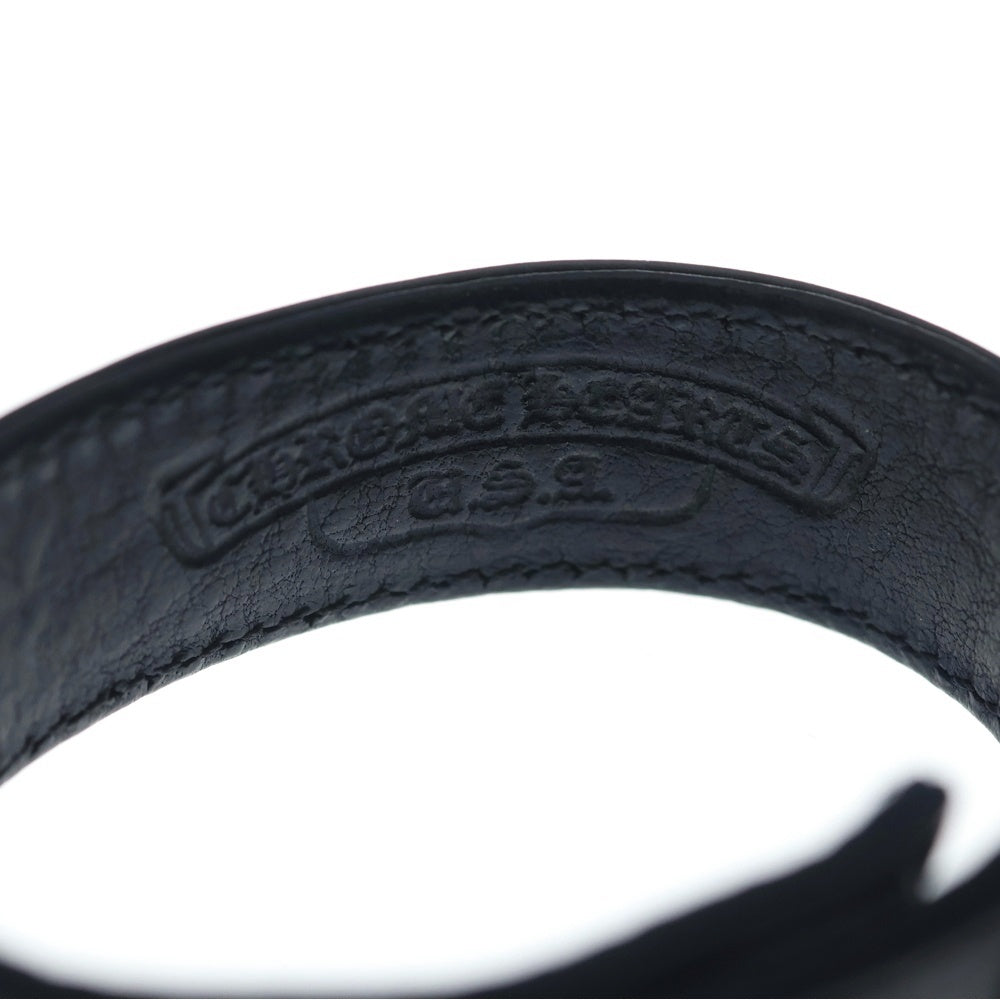 CHROME HEARTS(クロムハーツ) 3BTN 2SNP クロスボール 3ボタン2スナップ レザーブレスレット ブラック/シルバー BCA123