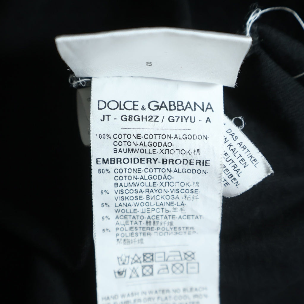 DOLCE & GABBANA(ドルチェアンドガッバーナ) フロントカウボーイパッチ クルーネック半袖カットソーTシャツ ブラック