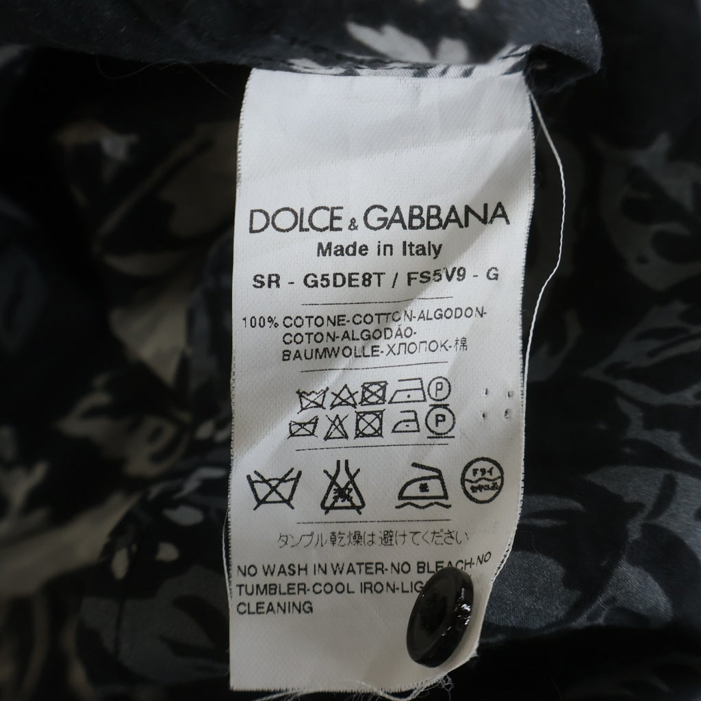 DOLCE & GABBANA(ドルチェアンドガッバーナ) 総柄ボタンアップ 襟付き 長袖シャツ ブラック/ホワイト