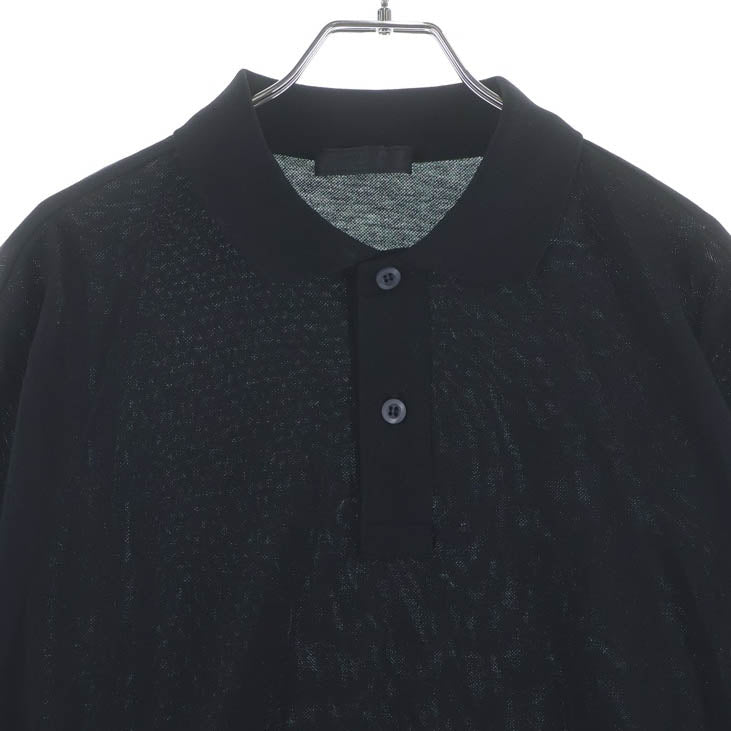 PRADA(プラダ) 鹿の子ロングスリーブポロシャツ 長袖シャツ ブラック DNA605 S152 1JQL