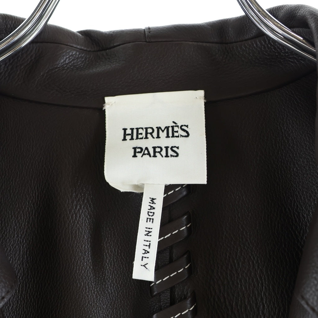 HERMES(エルメス) 21AW ダブルフェイス スエードレザーコート ロングコート ダークブラウン
