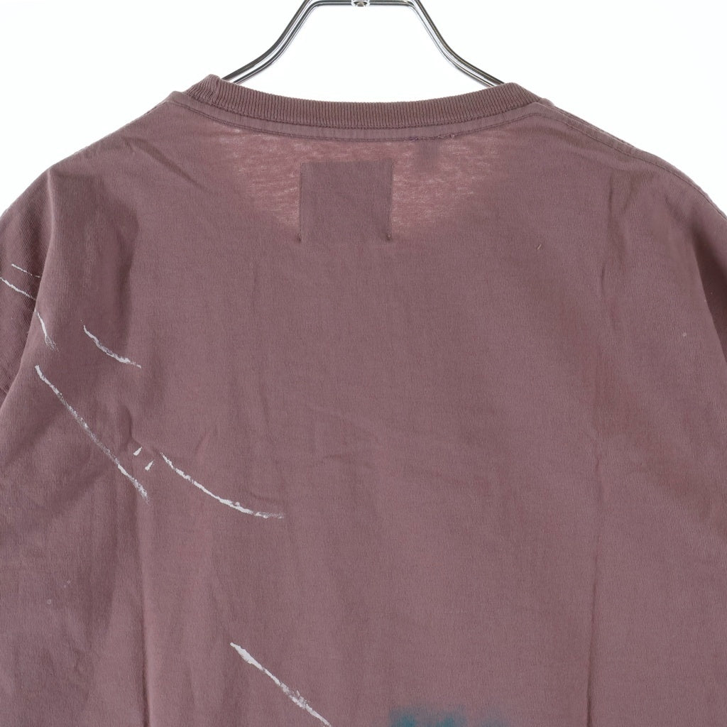 GALLERY DEPT.(ギャラリーデプト) ペイント加工 クルーネック グラフィックプリント半袖Tシャツ カットソー ピンク