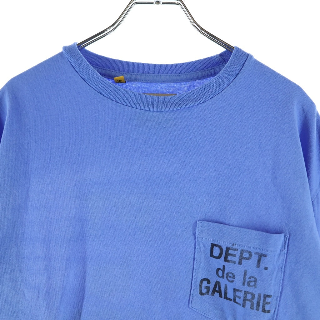 GALLERY DEPT.(ギャラリーデプト) Le Bar Shop LS Tee ポケットロゴ プリント クルーネックロングスリーブ長袖Tシャツ ブルー