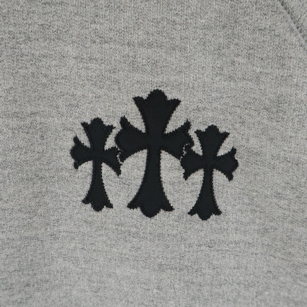 CHROME HEARTS(クロムハーツ) 7‐11 Y NOT Cemetery Cross Applique Embroidery Hoodie ワイノット セメタリークロス アップリケ刺繍 プルオーバーパーカー グレー
