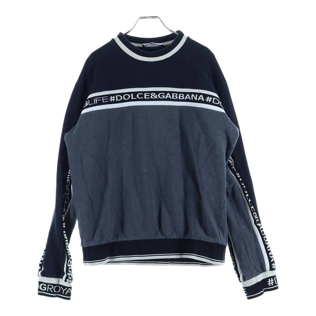 DOLCE & GABBANA(ドルチェアンドガッバーナ) ロゴライン クルーネック スウェットトレーナー ブラック G9KL0T