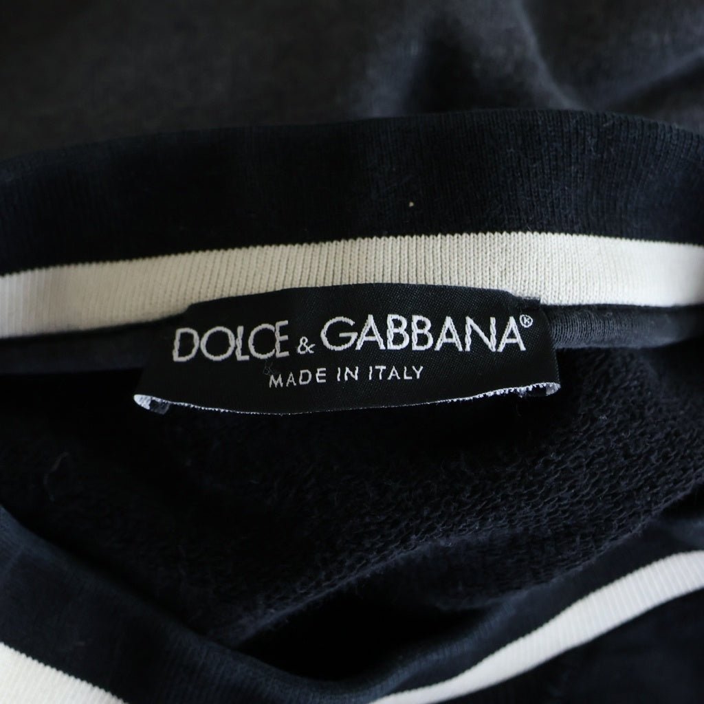 DOLCE & GABBANA(ドルチェアンドガッバーナ) ロゴライン クルーネック スウェットトレーナー ブラック G9KL0T