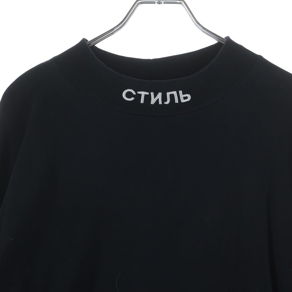 HERON PRESTON(ヘロンプレストン) 18SS ロゴ刺繍モックネック 長袖Tシャツ カットソー ブラック HMAB001S18600010