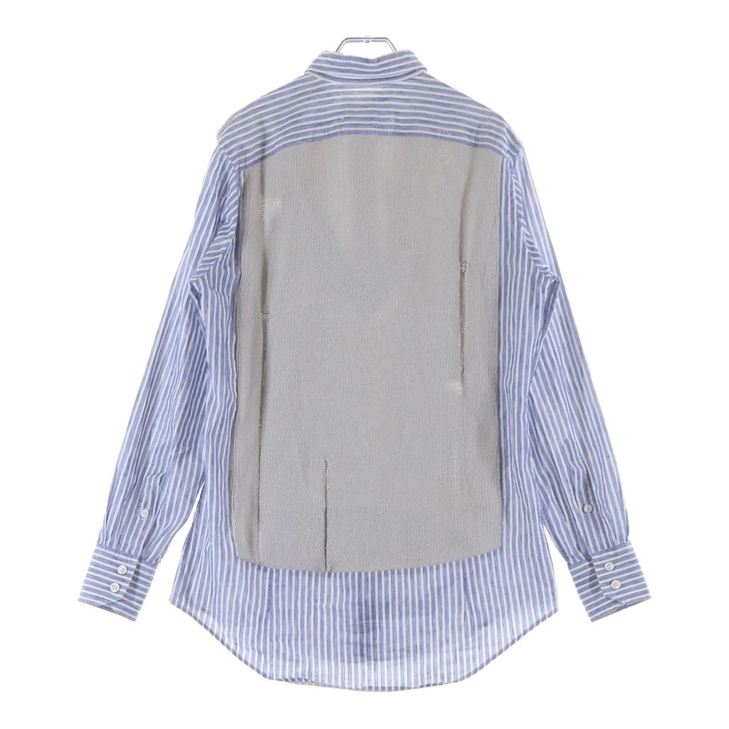 Maison Margiela(メゾンマルジェラ) ニット切り替え 襟付き長袖ストライプシャツ ブルー/ホワイト S51DL0394
