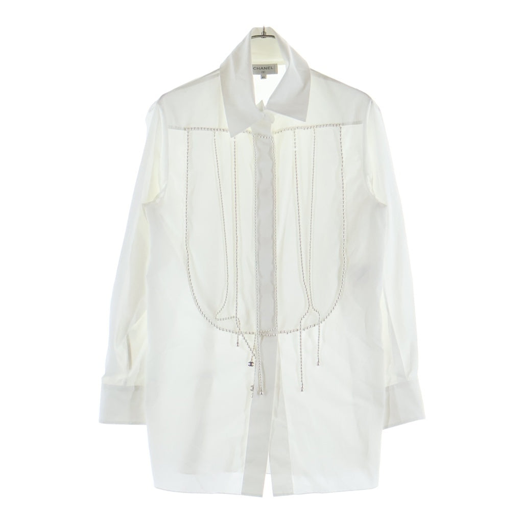 CHANEL(シャネル) ココマーク スパンコール/パール装飾 エンベリッシュメントシャツ ホワイト P70673V48585 レディース