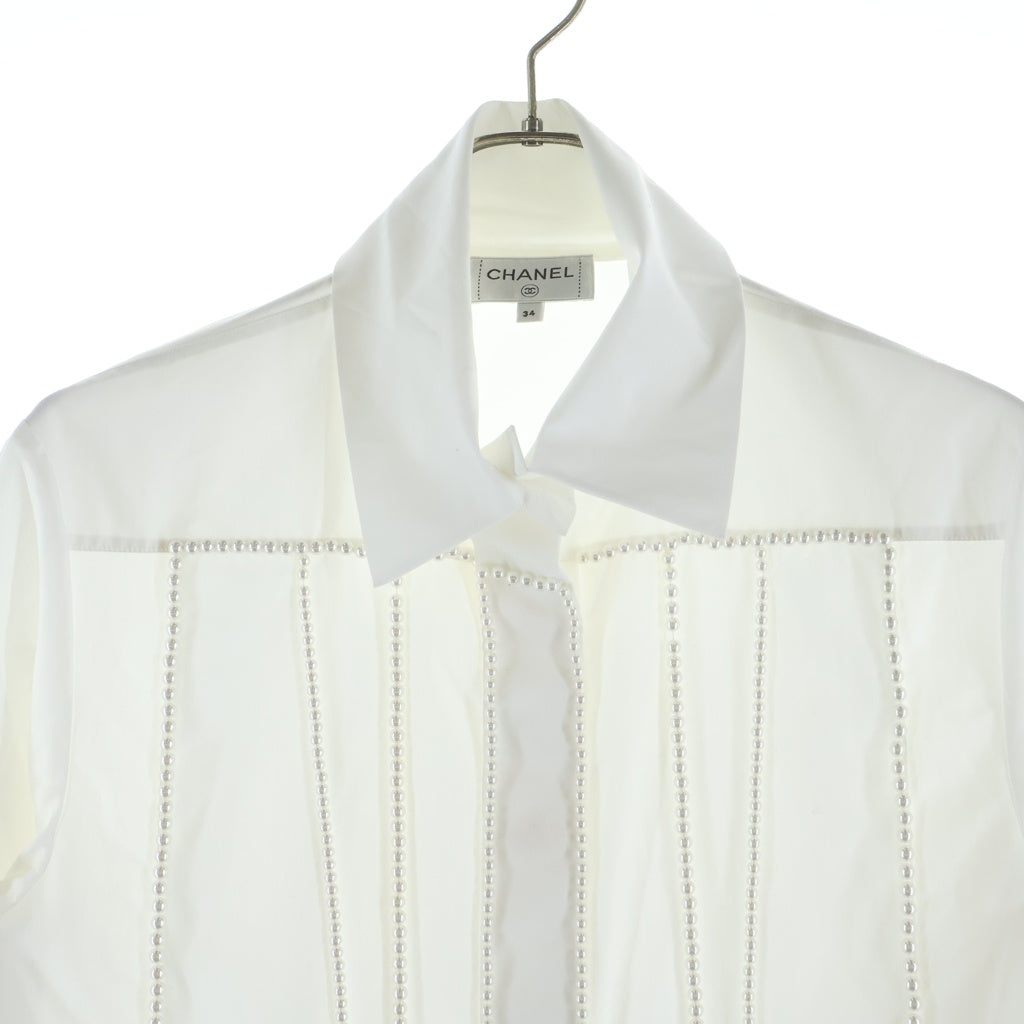 CHANEL(シャネル) ココマーク スパンコール/パール装飾 エンベリッシュメントシャツ ホワイト P70673V48585 レディース