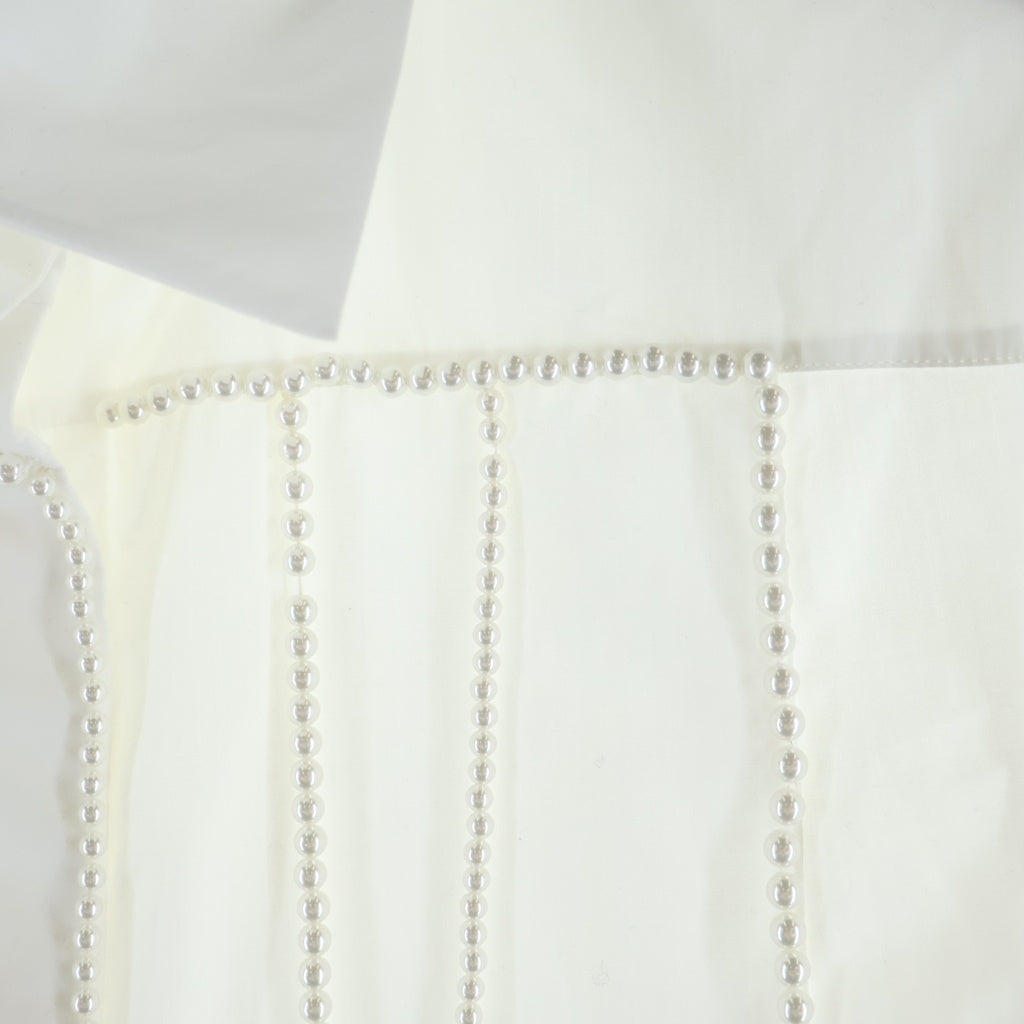 CHANEL(シャネル) ココマーク スパンコール/パール装飾 エンベリッシュメントシャツ ホワイト P70673V48585 レディース