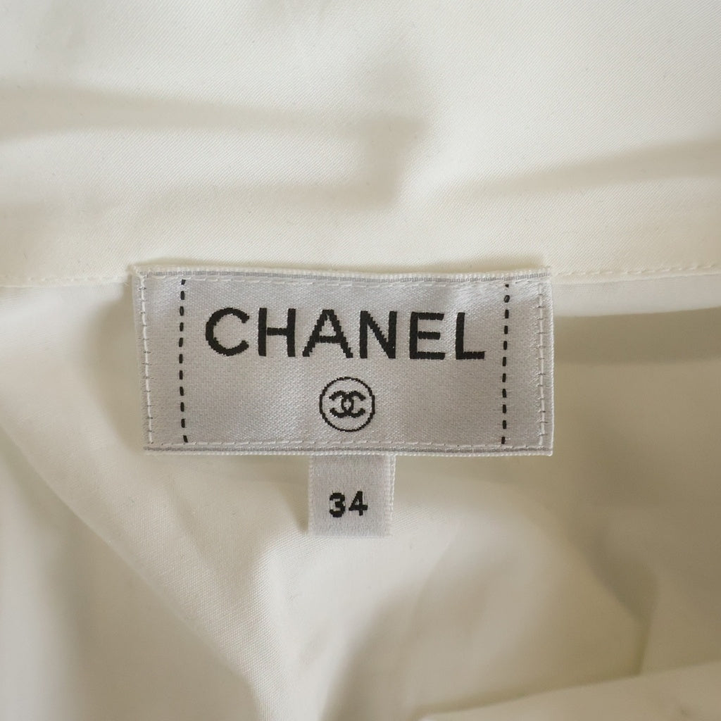 CHANEL(シャネル) ココマーク スパンコール/パール装飾 エンベリッシュメントシャツ ホワイト P70673V48585 レディース