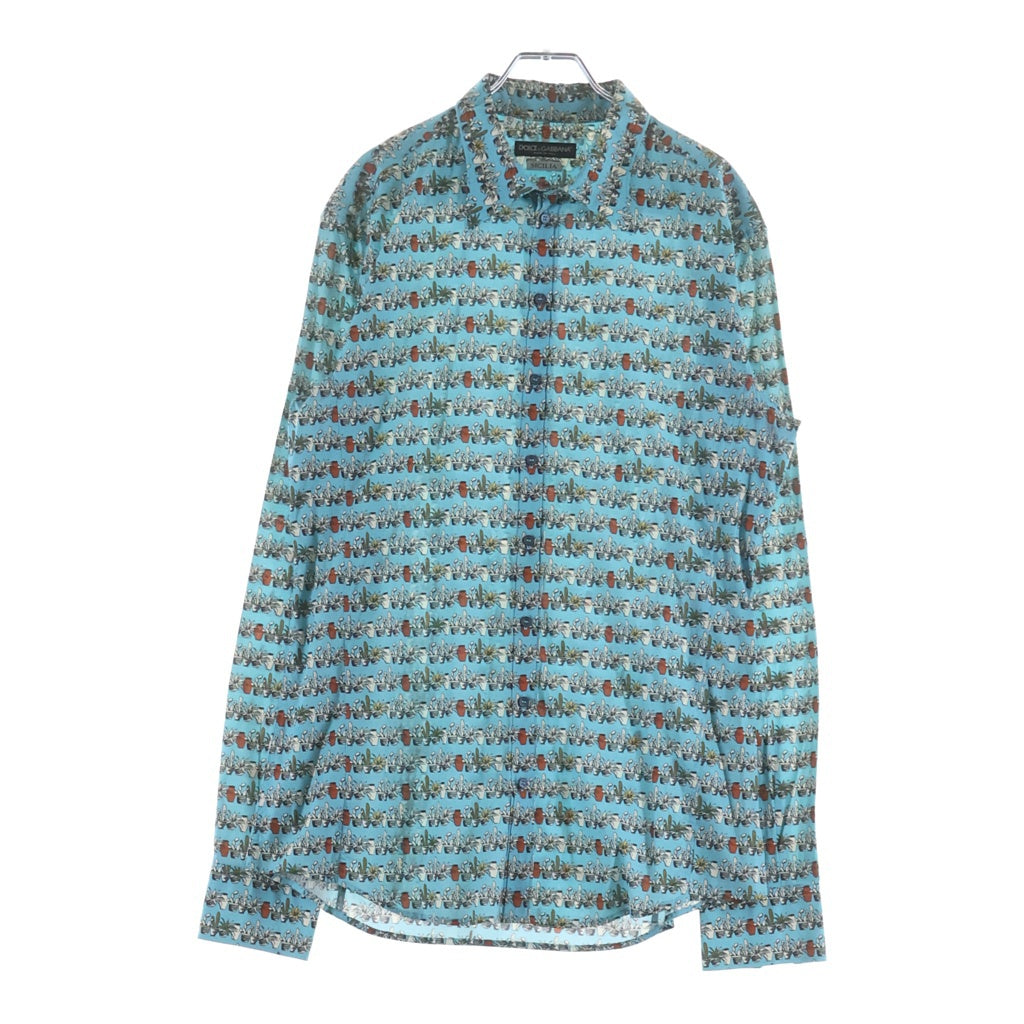 DOLCE & GABBANA(ドルチェアンドガッバーナ) フラワー総柄 ボタンアップ襟付き長袖シャツ マルチカラー G5CE5T FSECK