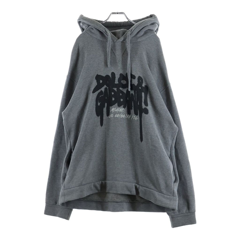 DOLCE & GABBANA(ドルチェアンドガッバーナ) GRAPHIC LOGO HOODIE グラフィックロゴプリント プルオーバーフーディー パーカー グレー G9VU7T