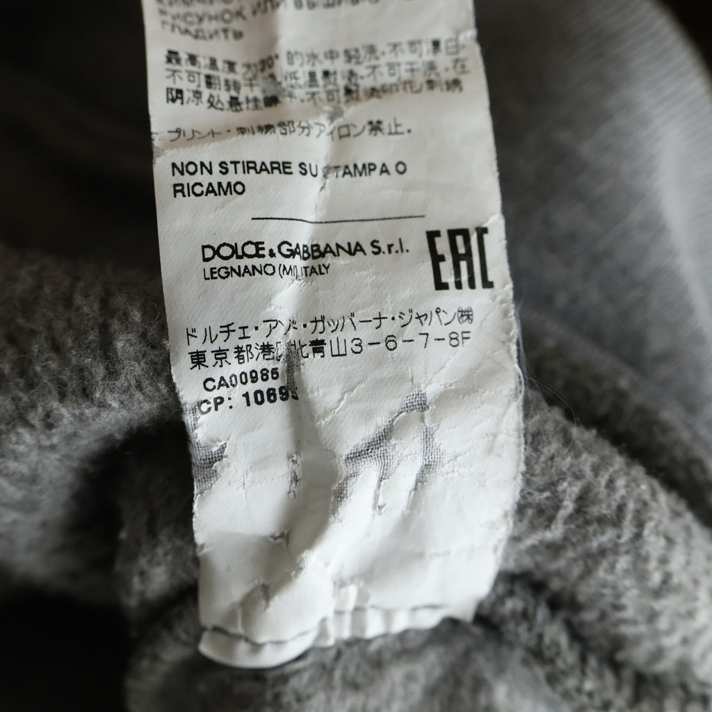 DOLCE & GABBANA(ドルチェアンドガッバーナ) GRAPHIC LOGO HOODIE グラフィックロゴプリント プルオーバーフーディー パーカー グレー G9VU7T