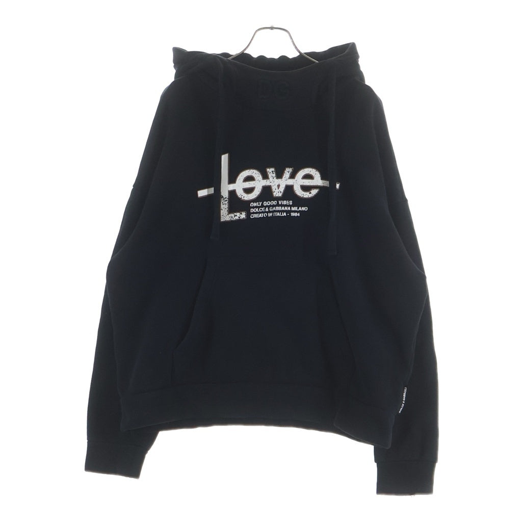 DOLCE & GABBANA(ドルチェアンドガッバーナ) フロントグラフィックプルオーバーパーカー ブラック G9VC9Z FU77G