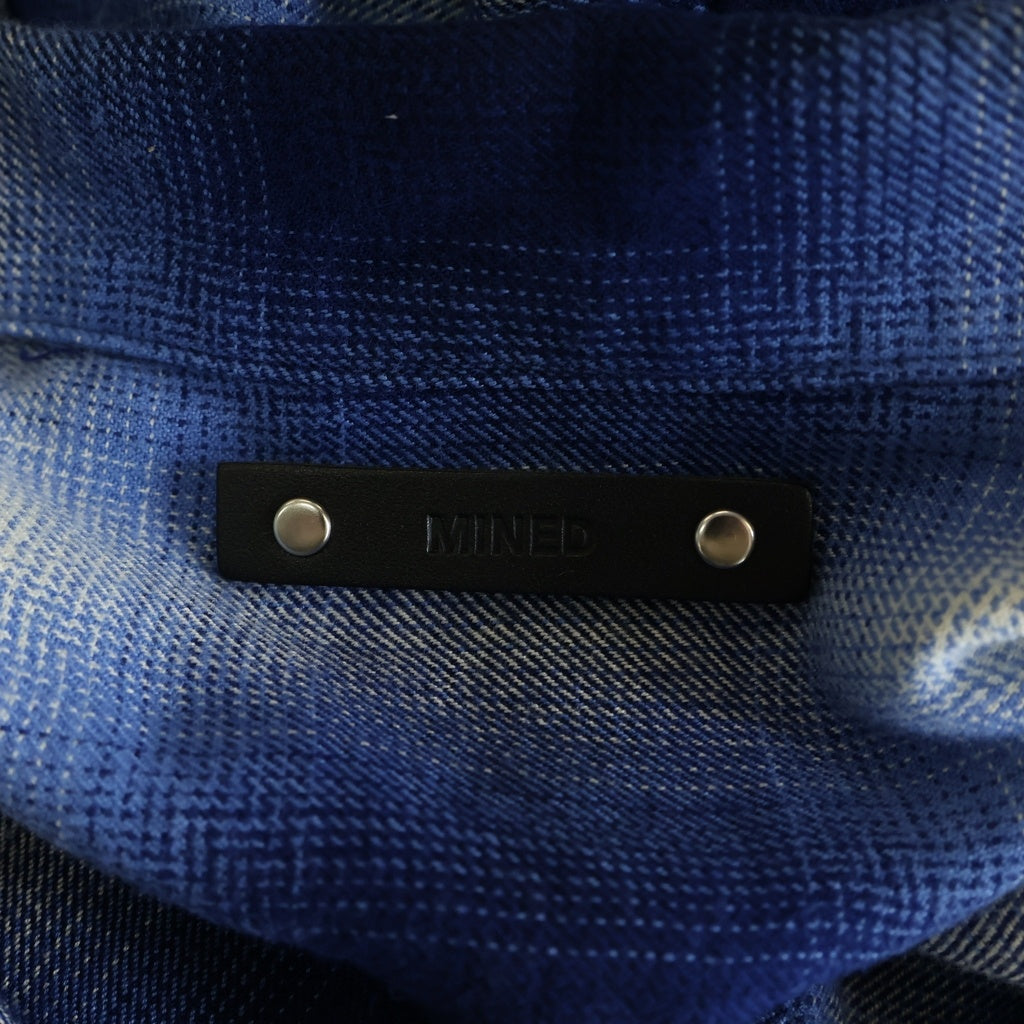 MINEDENIM(マインデニム) 26SS Ombre Open Collar Shirt オンブレチェックシャツ ブルー