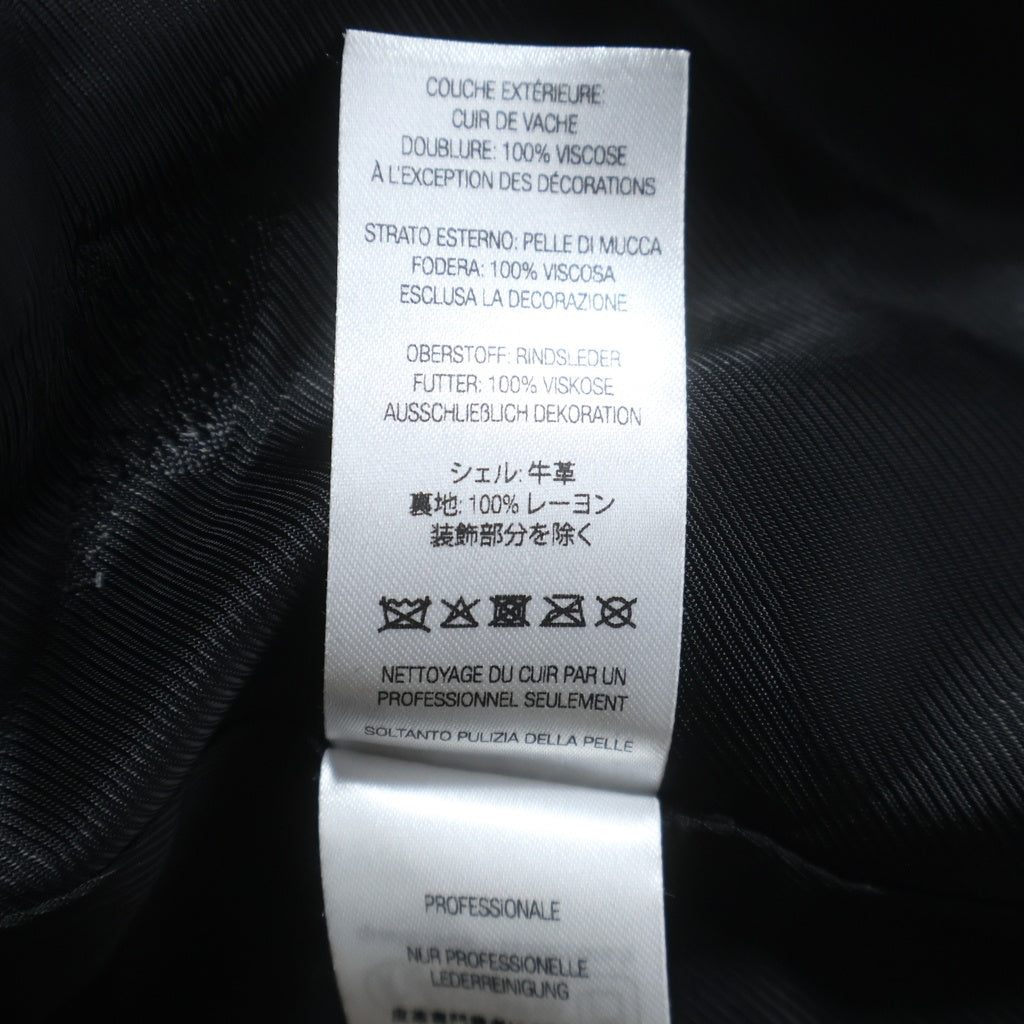 SUPREME(シュプリーム) ×Yohji Yamamoto 25AW Leather Jacket ヨウジヤマモト プリントジップアップレザージャケット ライダースシングルジャケット ブラック