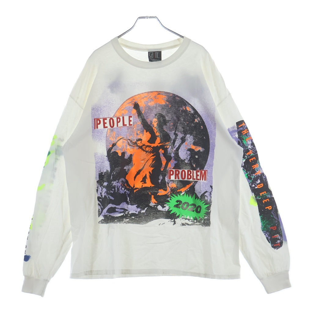 SAINT MICHAEL(セントマイケル) Cali Thornhill DeWitt PEOPLE PROBLEM 2020 カリ・ソーンヒル・デウィット グラフィックロングスリーブTシャツ カットソー ホワイト