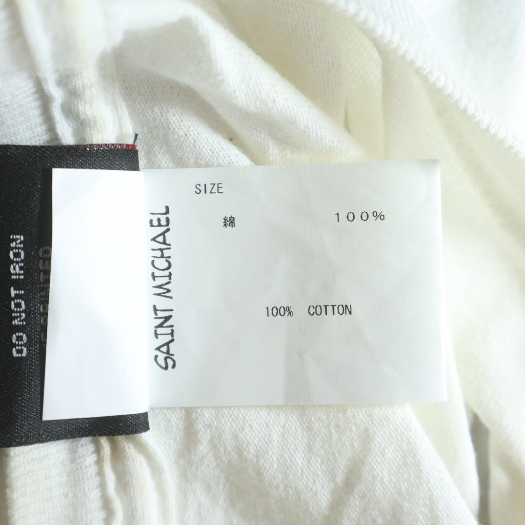 SAINT MICHAEL(セントマイケル) Cali Thornhill DeWitt PEOPLE PROBLEM 2020 カリ・ソーンヒル・デウィット グラフィックロングスリーブTシャツ カットソー ホワイト