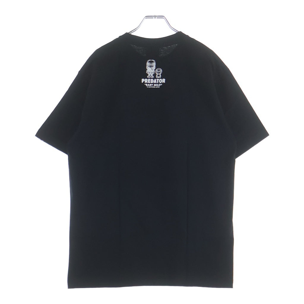 A BATHING APE(アベイシングエイプ) ×PREDATOR プレデター フロントプリント クルーネック半袖カットソーTシャツ ブラック