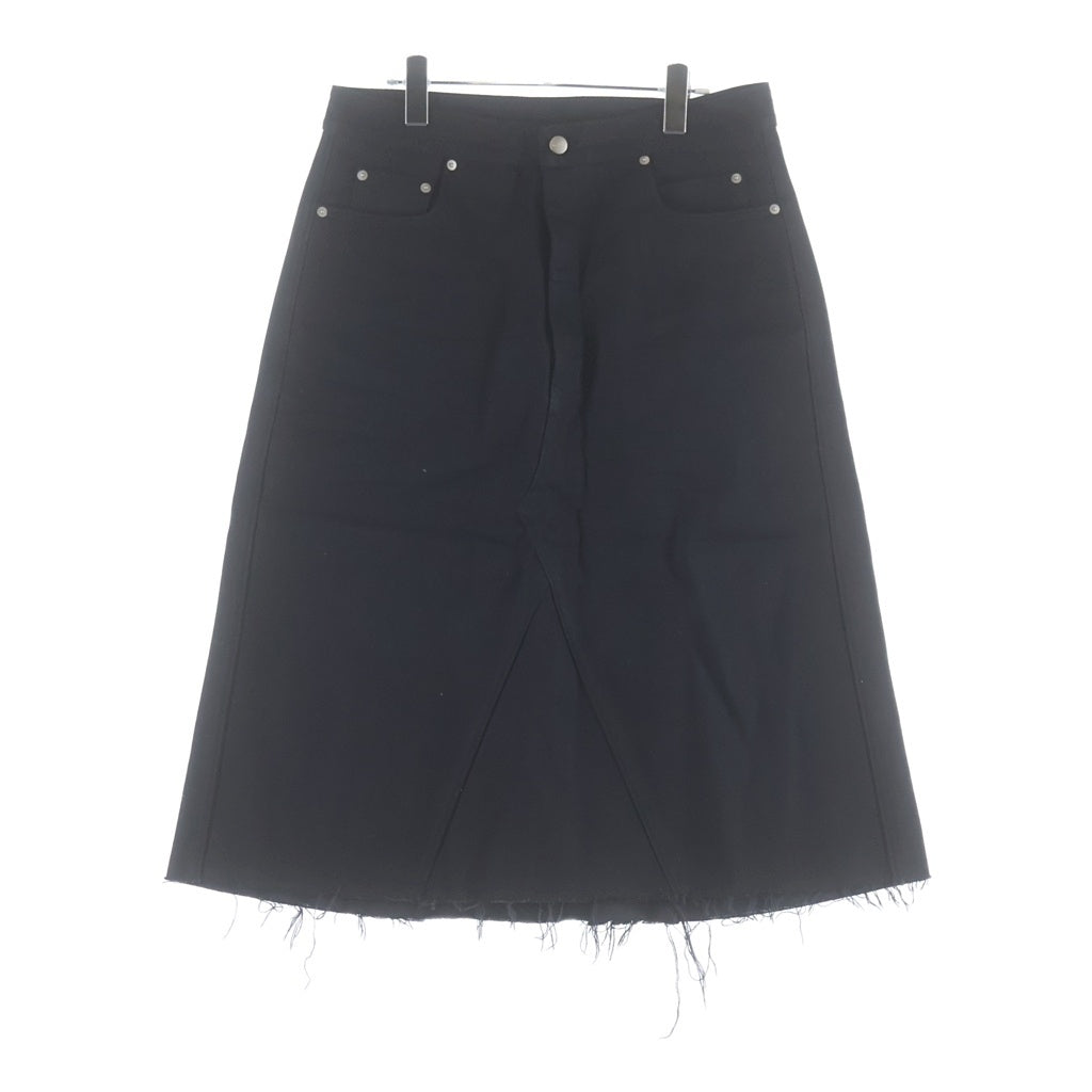 Rick Owens(リックオウエンス) 23AW distressed-finish knee-length denim skirt ダメージ加工 デニムスカート ブラック RR02C7300-HBLK レディース