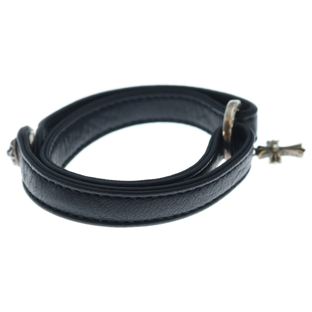 CHROME HEARTS(クロムハーツ) DOUBLE WRAP NTFL/BABY FAT ダブルラップ NTFL ベイビーファット レザーブレスレット ブラック/シルバー