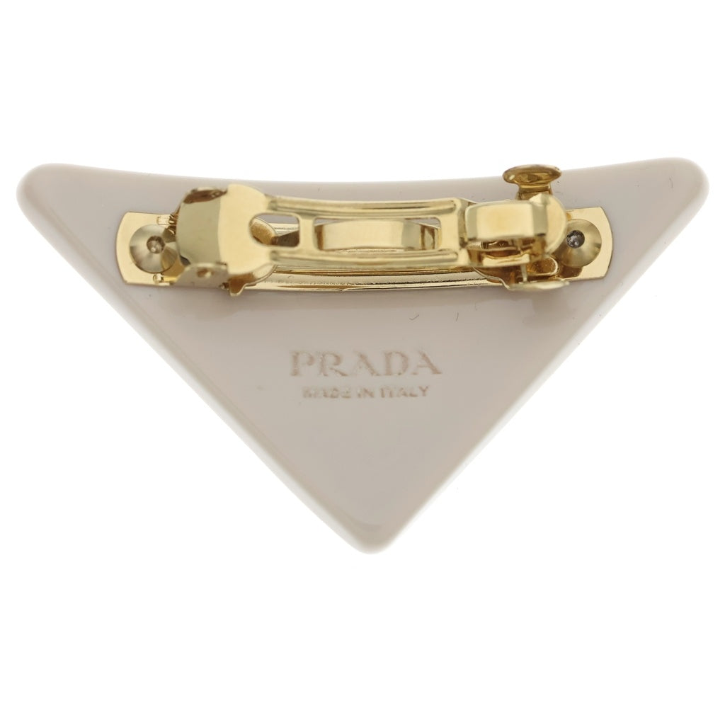 PRADA(プラダ) プレートデザイン ラインストーン ヘアクリップ ベージュ レディース