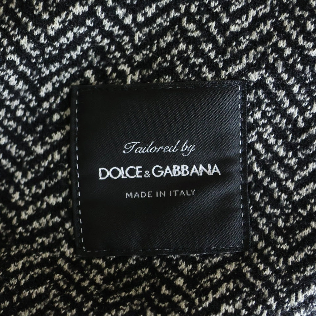 DOLCE & GABBANA(ドルチェアンドガッバーナ) 2Bウール総柄テーラードジャケット ブラック/ホワイト G2OW7T/FC7AR