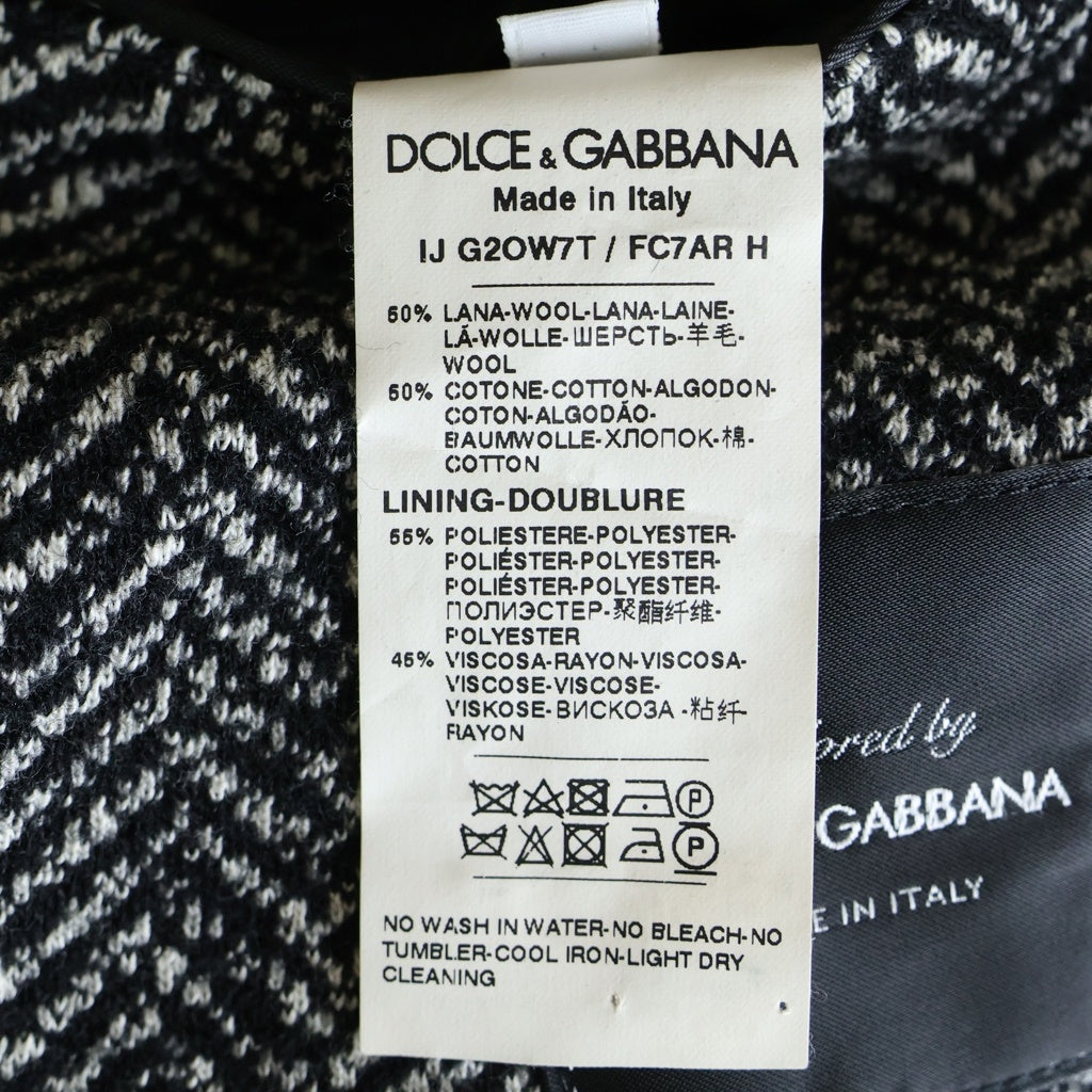 DOLCE & GABBANA(ドルチェアンドガッバーナ) 2Bウール総柄テーラードジャケット ブラック/ホワイト G2OW7T/FC7AR