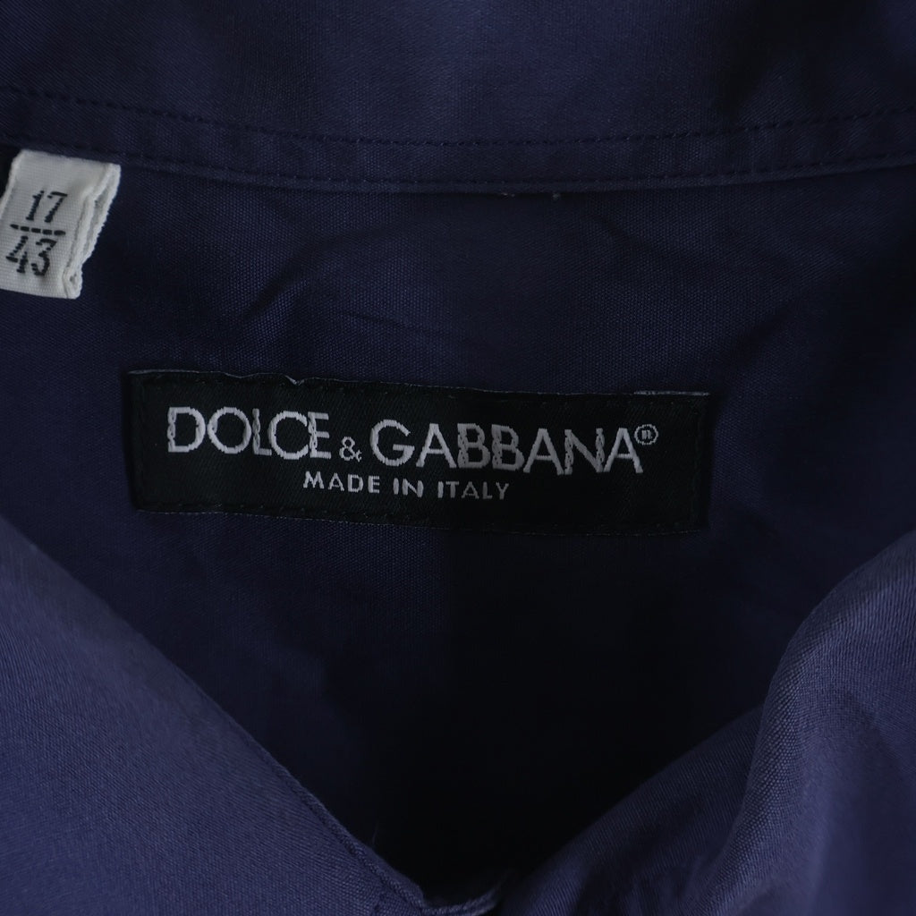 DOLCE & GABBANA(ドルチェアンドガッバーナ) 胸蜂刺繍 ボタンアップ 襟付き長袖シャツ ブルー G5JG4Z/FU5EW