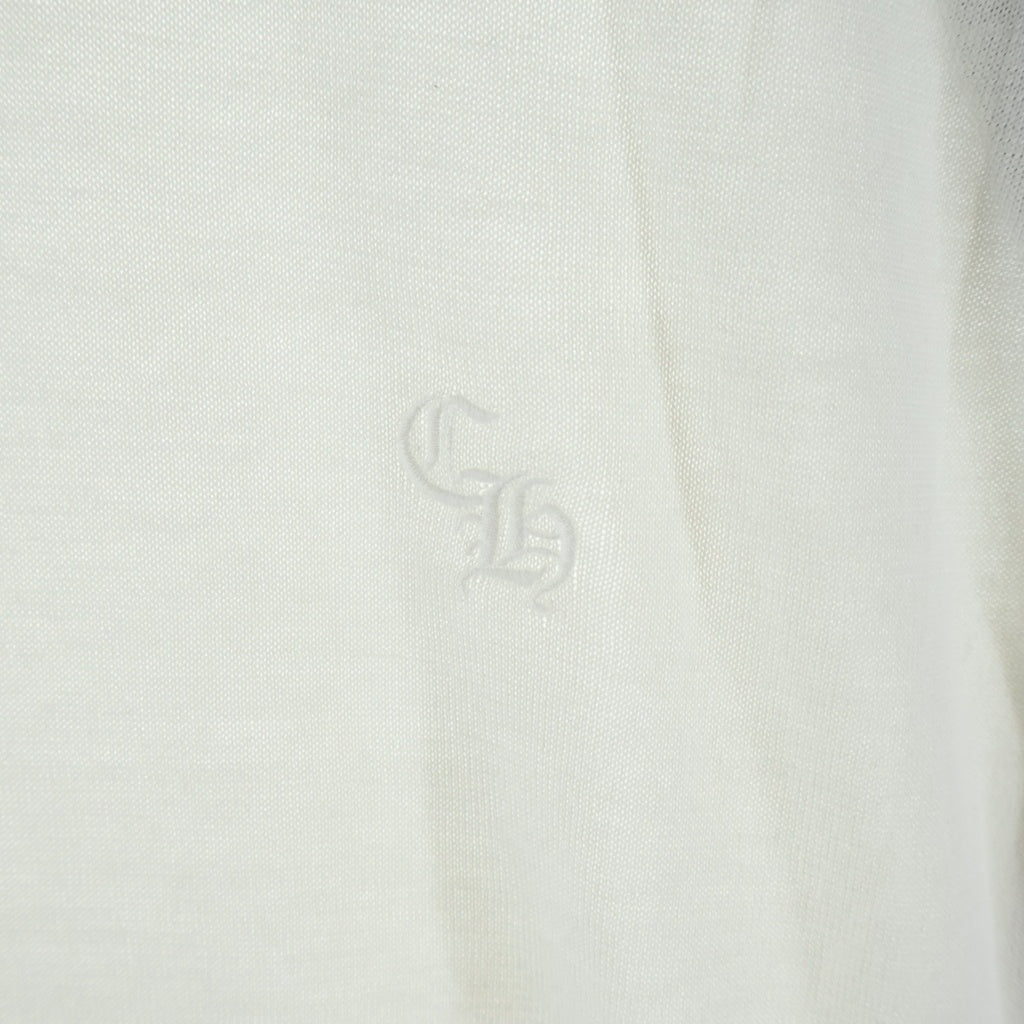 CHROME HEARTS(クロムハーツ) CHロゴ刺繍 袖セメタリークロスパッチ ラグラン 長袖Tシャツ カットソー ホワイト/ブラック