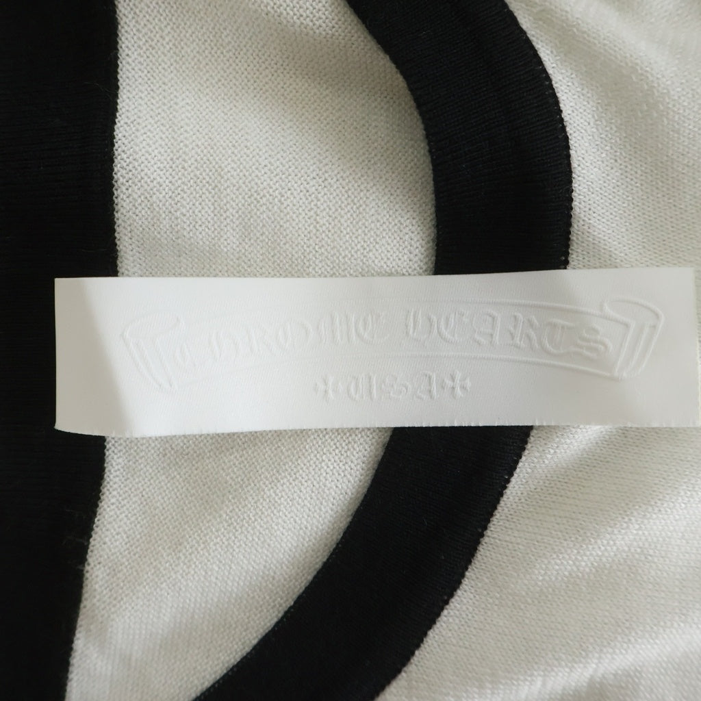 CHROME HEARTS(クロムハーツ) CHロゴ刺繍 袖セメタリークロスパッチ ラグラン 長袖Tシャツ カットソー ホワイト/ブラック