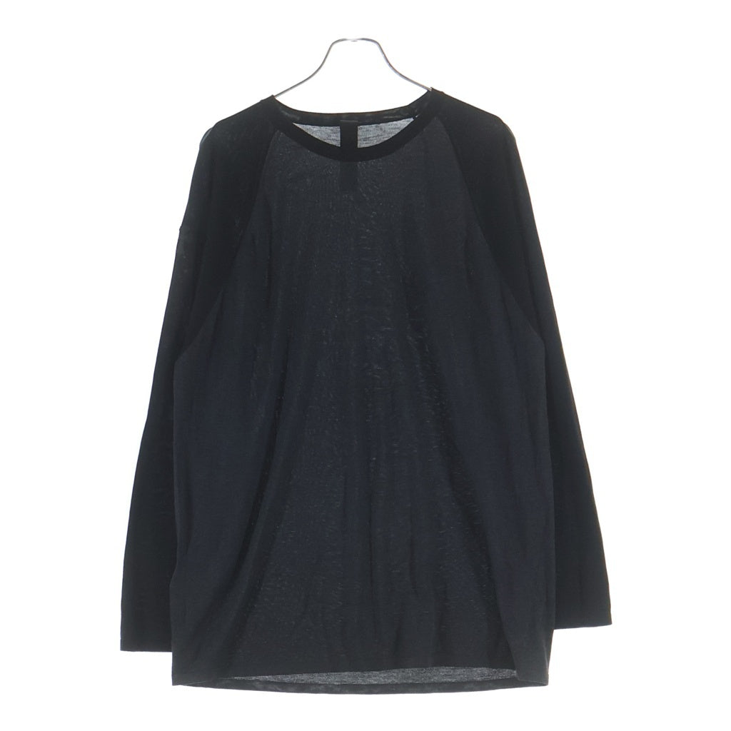 CHROME HEARTS(クロムハーツ) CHロゴ刺繍 袖セメタリークロスパッチ ラグラン 長袖Tシャツ カットソー ブラック/グレー