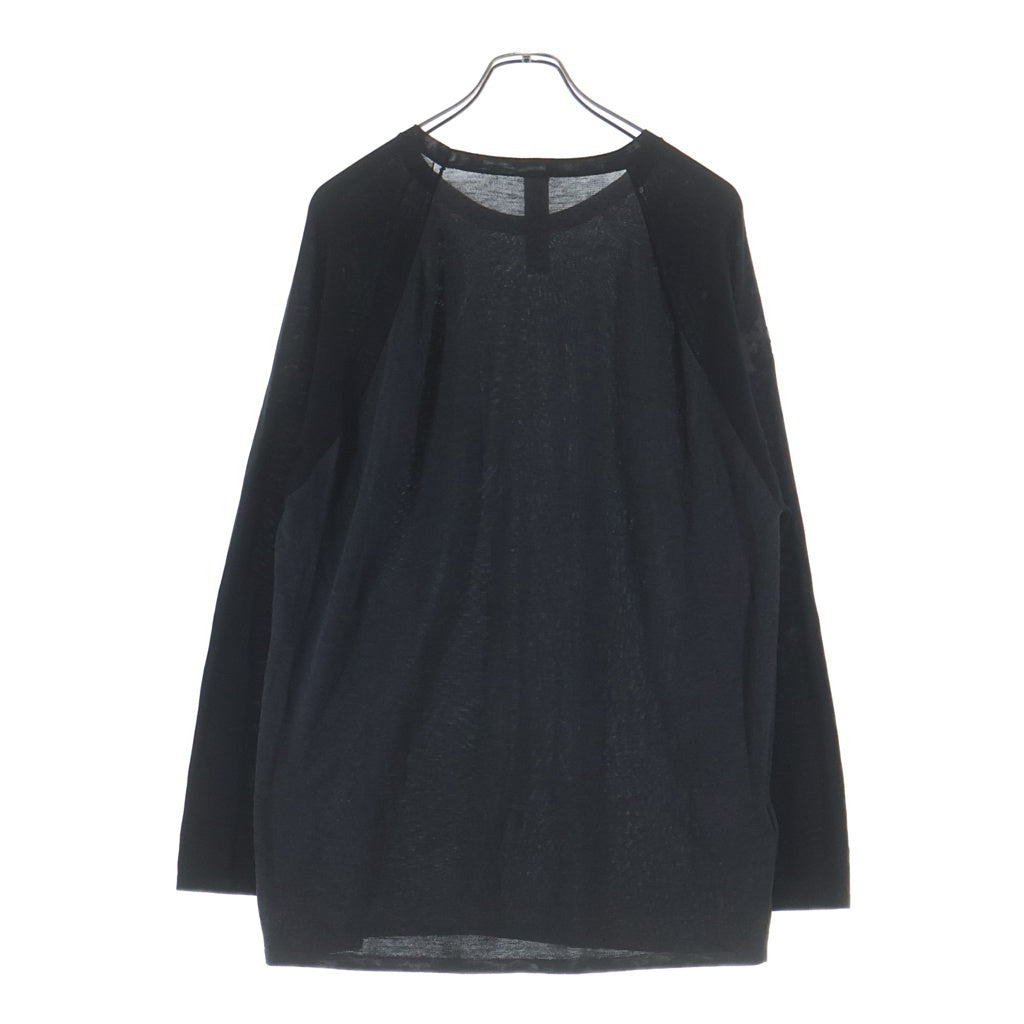 CHROME HEARTS(クロムハーツ) CHロゴ刺繍 袖セメタリークロスパッチ ラグラン 長袖Tシャツ カットソー ブラック/グレー