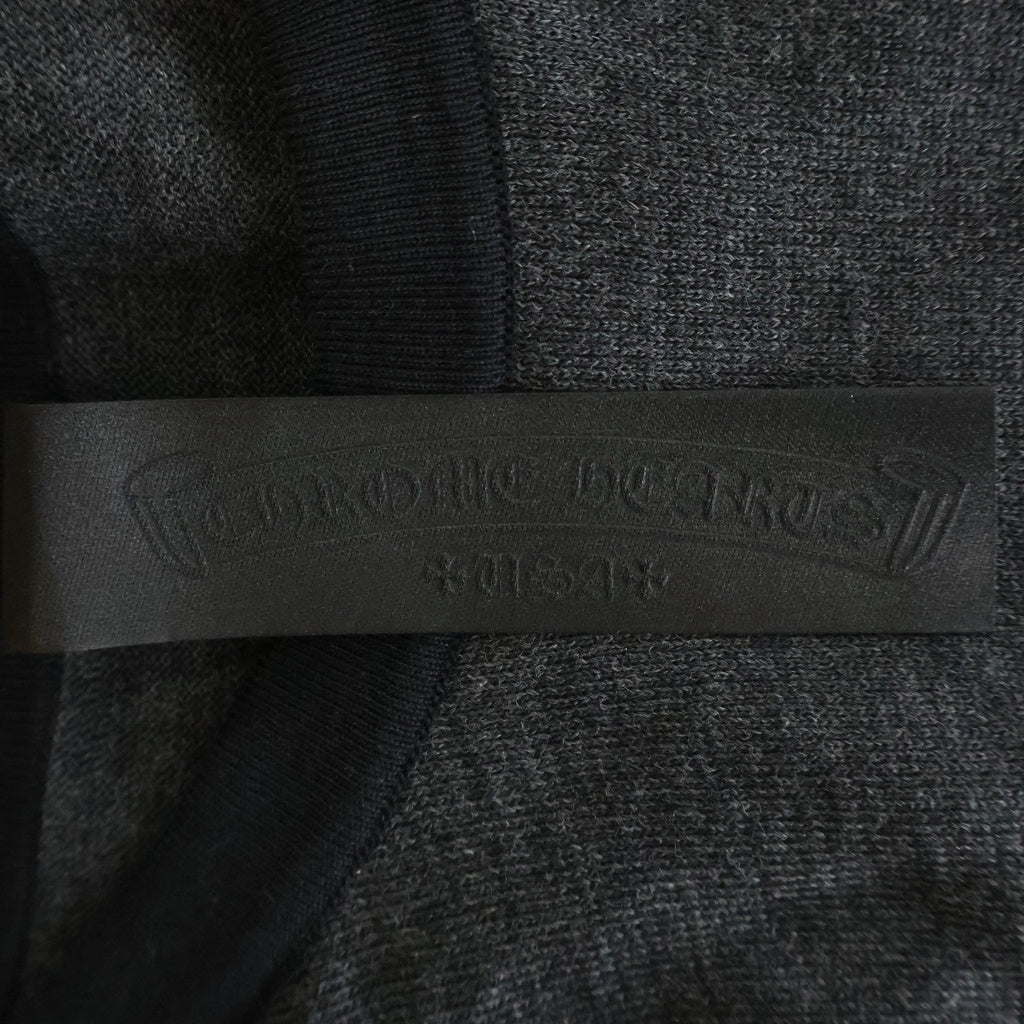 CHROME HEARTS(クロムハーツ) CHロゴ刺繍 袖セメタリークロスパッチ ラグラン 長袖Tシャツ カットソー ブラック/グレー