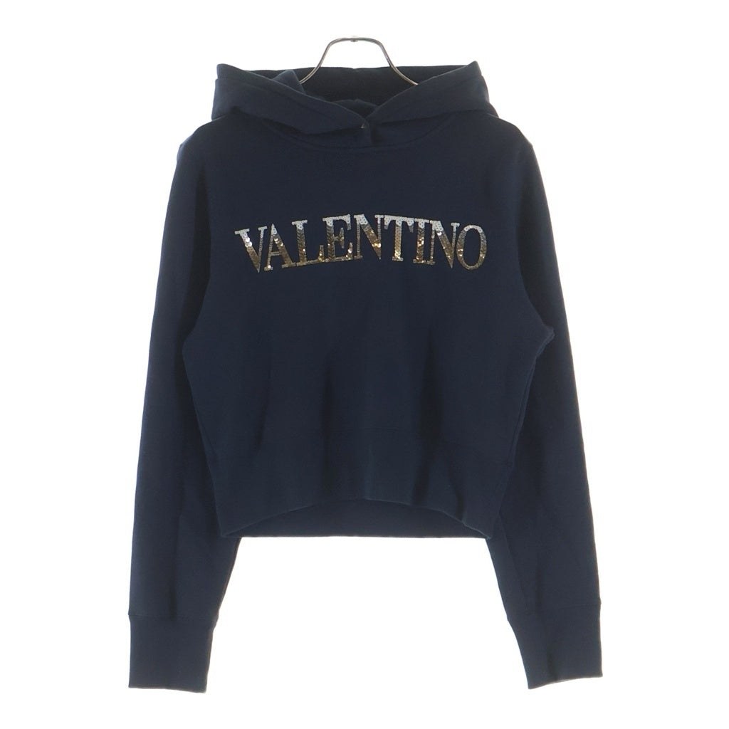 【セール中】VALENTINO フード付きパーカー Mサイズ ネイビー VALENTINO(ヴァレンティノ) スパンコール デザイン エンブロイダリー