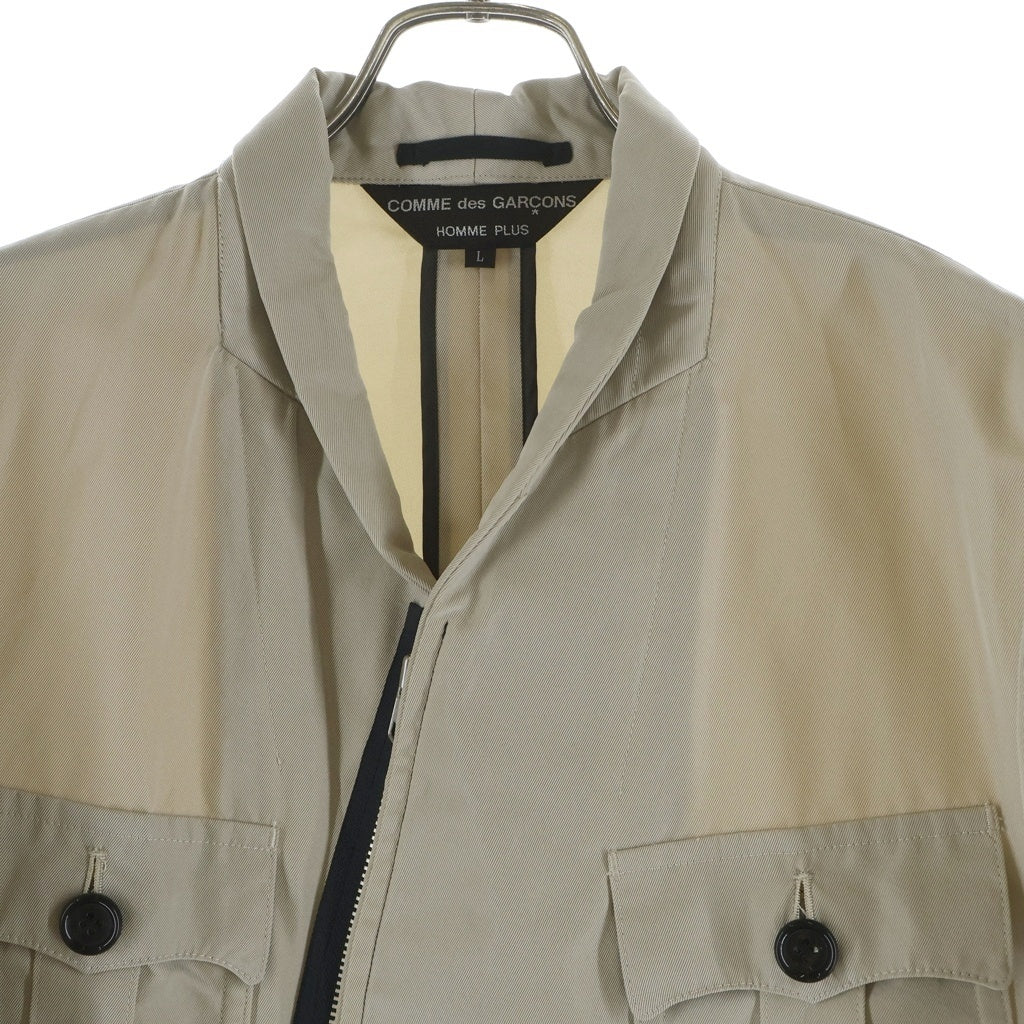 COMME des GARCONS HOMME PLUS(コムデギャルソンオムプリュス) 03SS デイタイムイブニング期 ポリ縮 ジャケット ジップマルチポケットジャケット ベージュ PI-J066