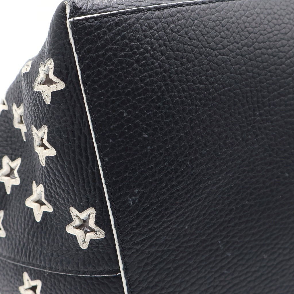JIMMY CHOO(ジミーチュウ) ピムリコ スターデザイン トートバッグ レザーハンドバック ブラック/ホワイト レディース