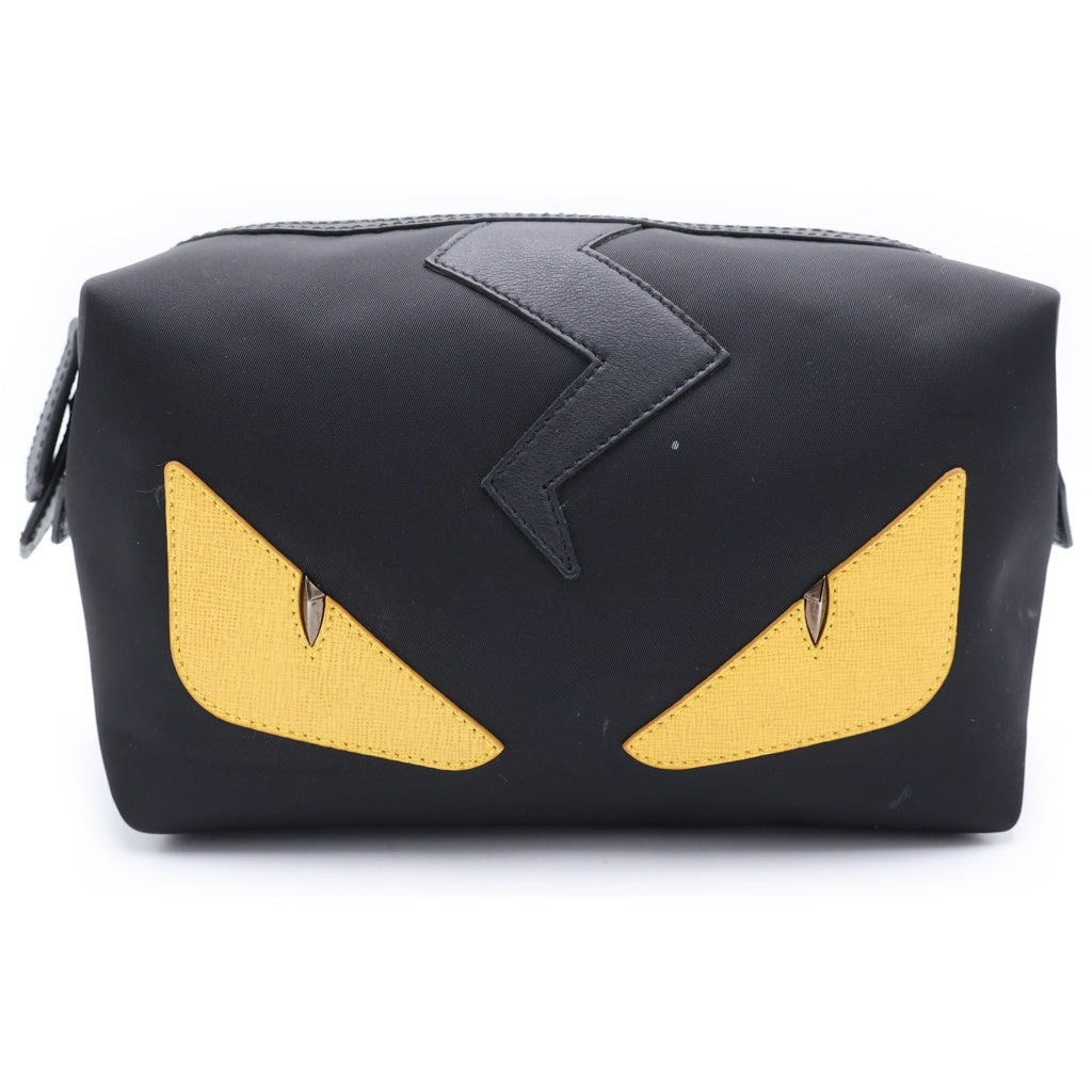 FENDI(フェンディ) バッグバグズ モンスター ナイロンポーチ ハンドバック ブラック/イエロー レディース