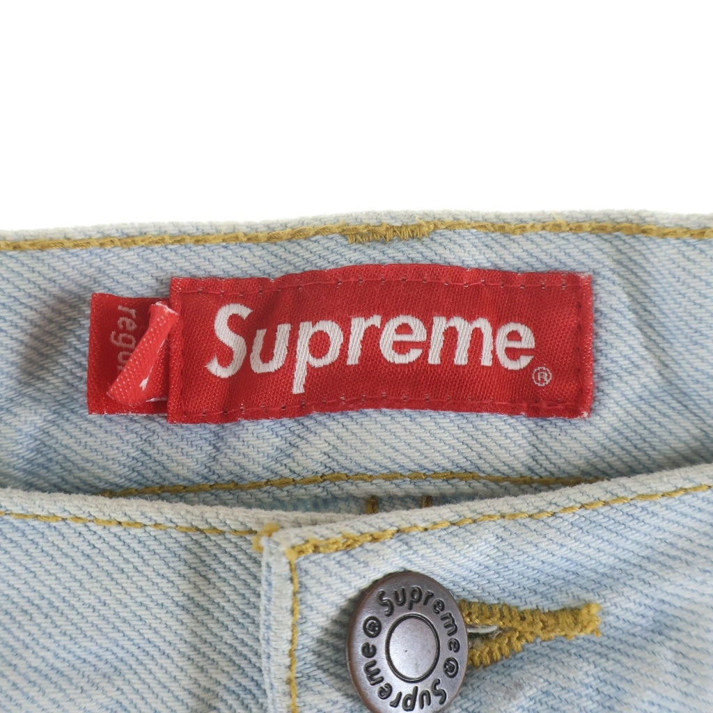 SUPREME(シュプリーム) 26SS バックポケット スターロゴ刺繍デニムパンツ ストレートパンツ ライトブルー